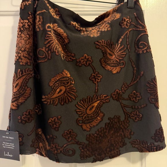Lulus Date Night Bliss Black Burnout Velvet Paisley Mini Skirt - Size M - Picture 5 of 5